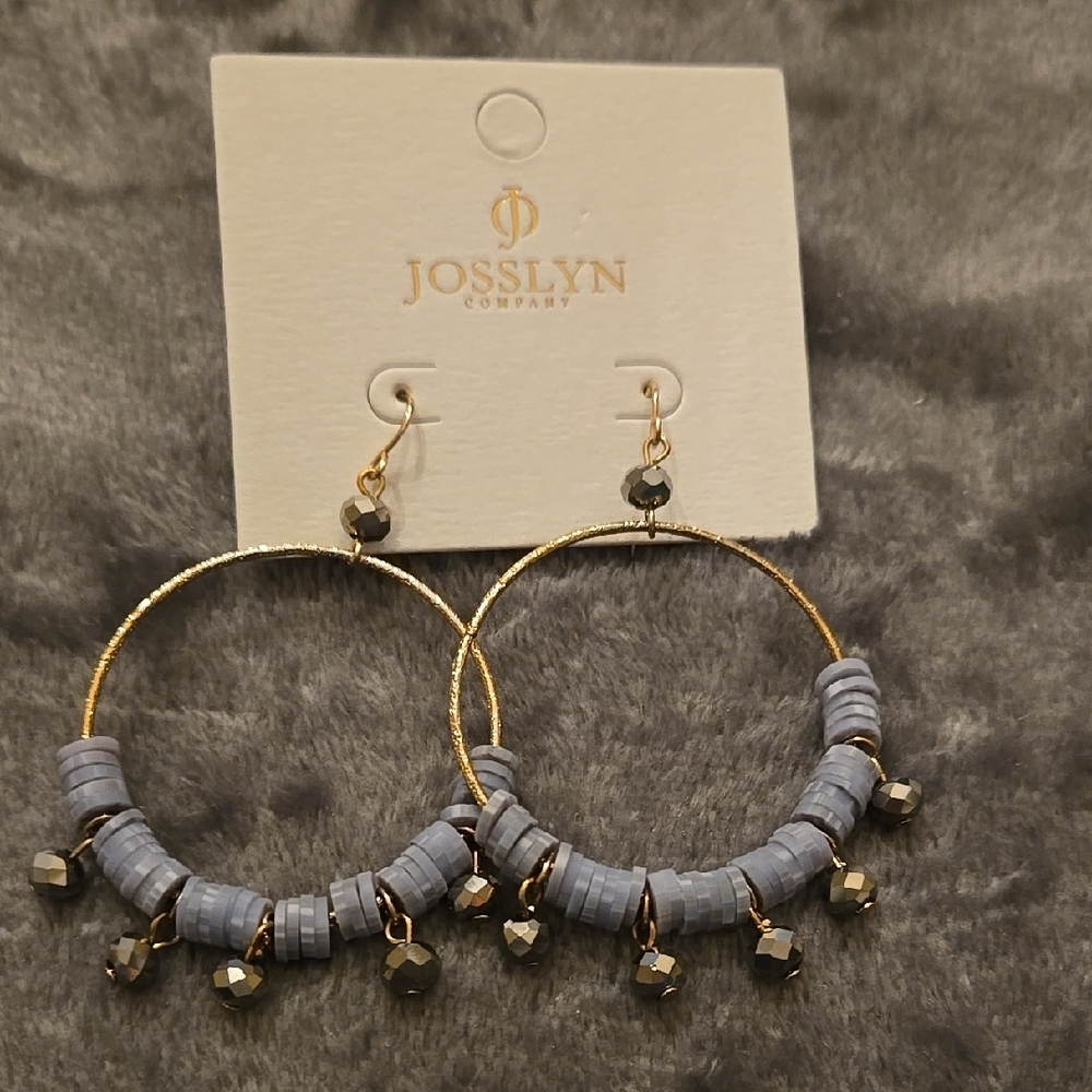 Josslyn Gold and Gray Hoop Earrings